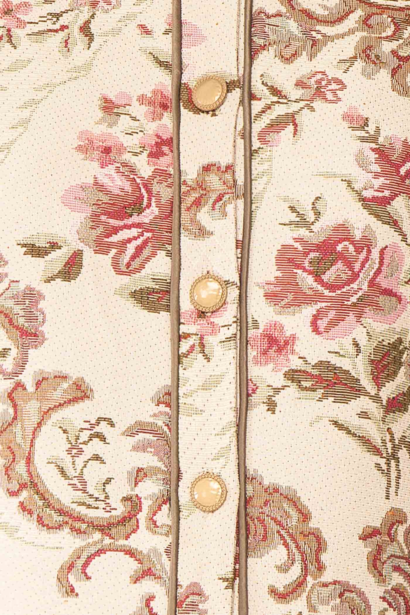 Jaliyah Ivory Floral Jacquard Jacket with Buttons and Pockets | Boutique 1861 fabric