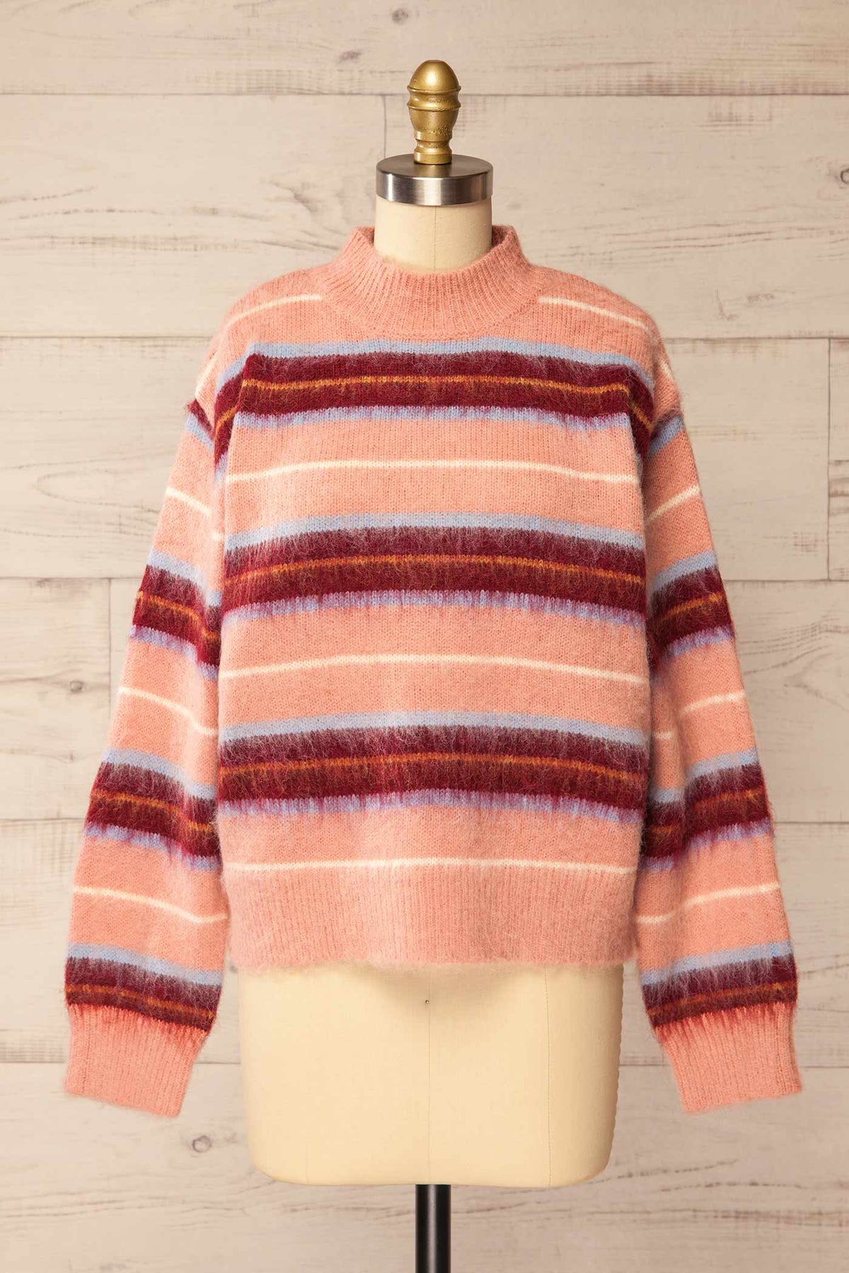 front view of Jambi Striped Brushed Knit Sweater at La petite garçonne