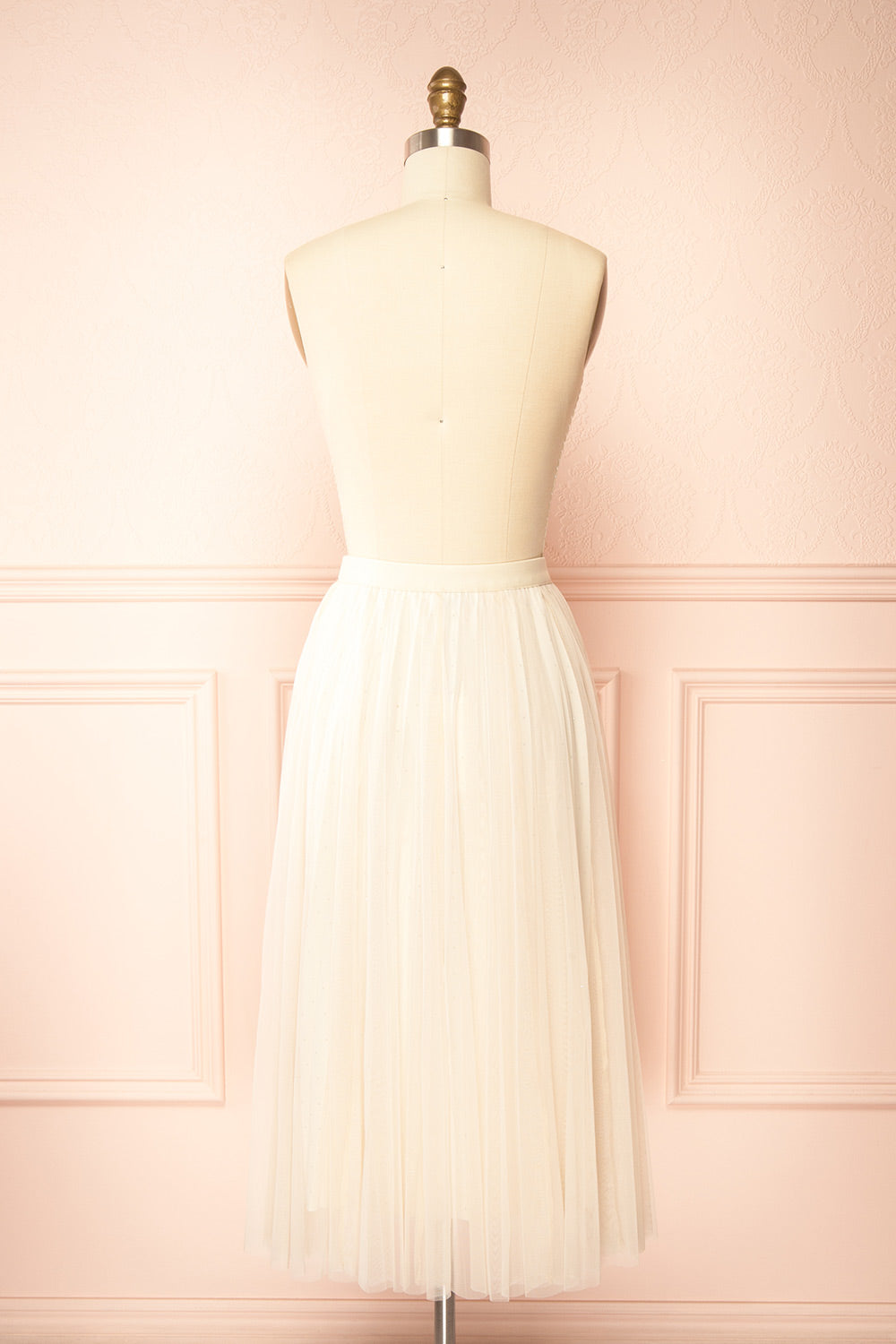 Jamina Long Pleated Tulle Ivory Skirt with Rhinestones | Boutique 1861 back view