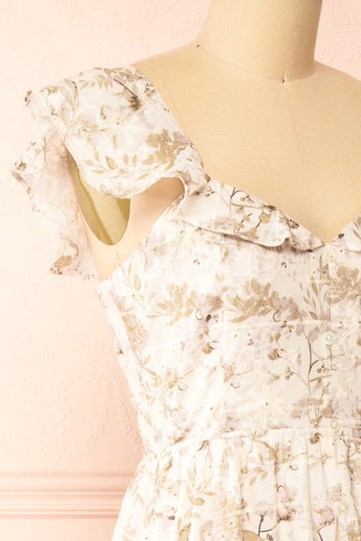Janessa Floral Midi Dress w/ Ruffles | Boutique 1861  side