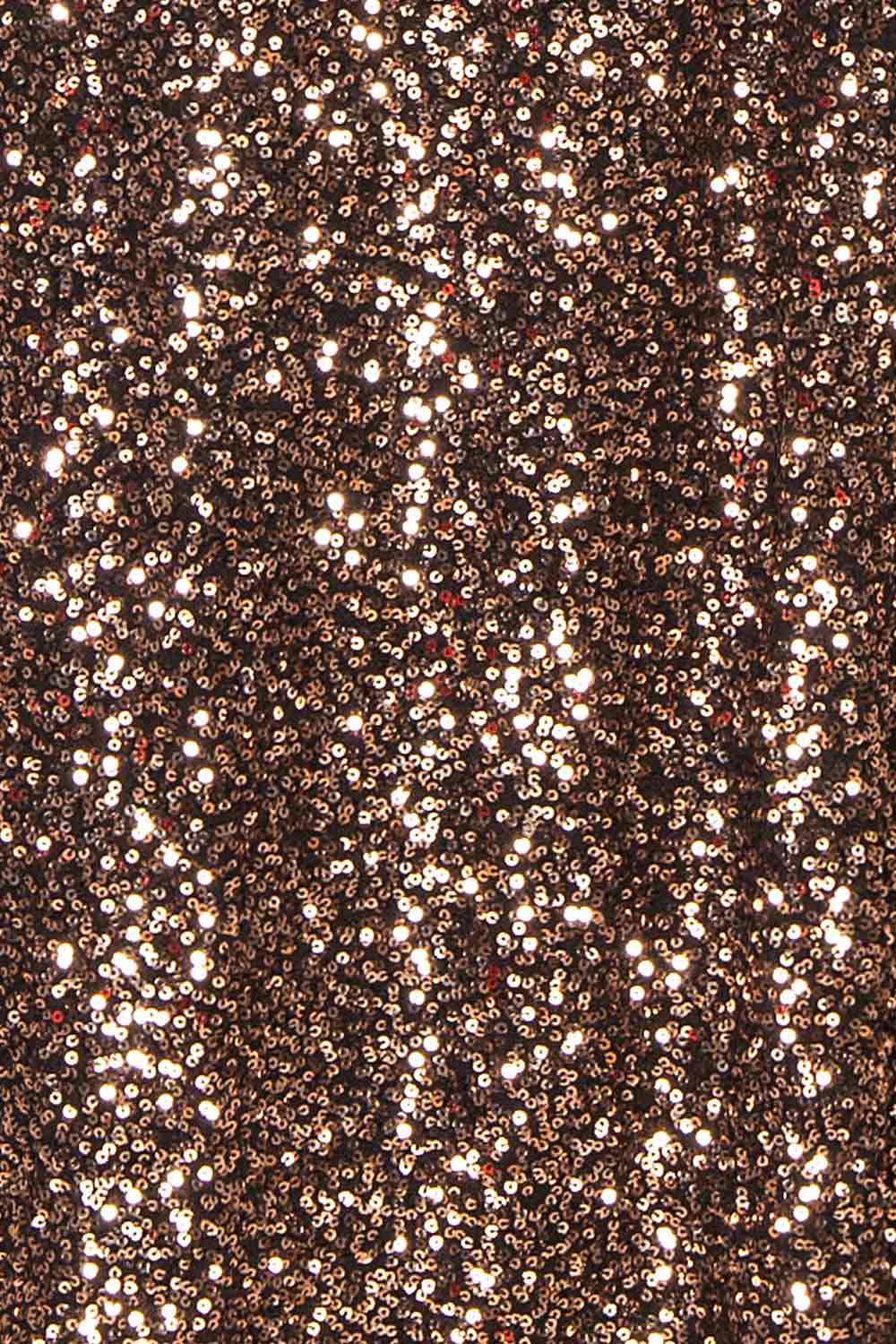 Janett Black Maxi Dress w/ Rosegold Sequins & Slit | Boutique 1861 fabric