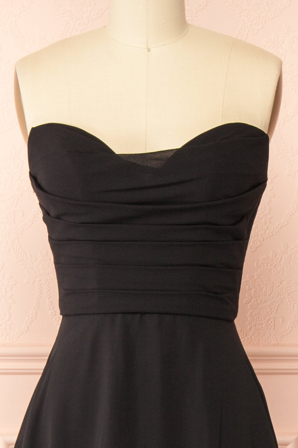 Janie Black Chiffon Maxi Dress w/ Neck Scarf | Boutique 1861 front