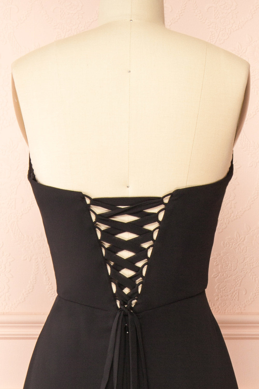 Janie Black Chiffon Maxi Dress w/ Neck Scarf | Boutique 1861 back