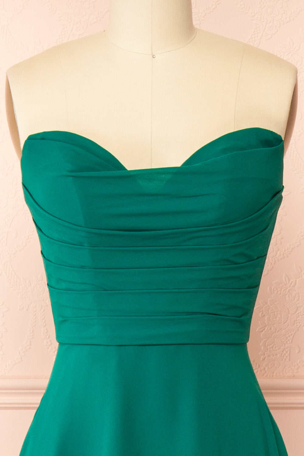 Janie Green Chiffon Maxi Dress w/ Neck Scarf | Boutique 1861 front