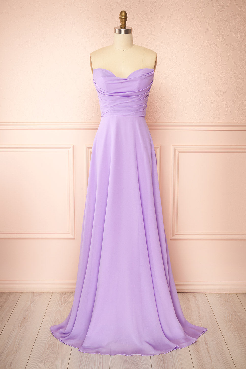 lavender chiffon dress Janie Lavender Chiffon Maxi Dress with Sweetheart Neckline