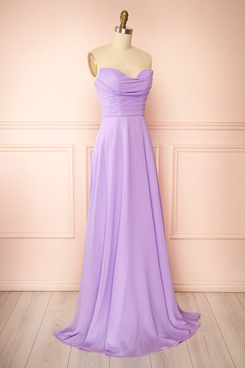 Janie Lavender | Chiffon Maxi Dress with Sweetheart Neckline