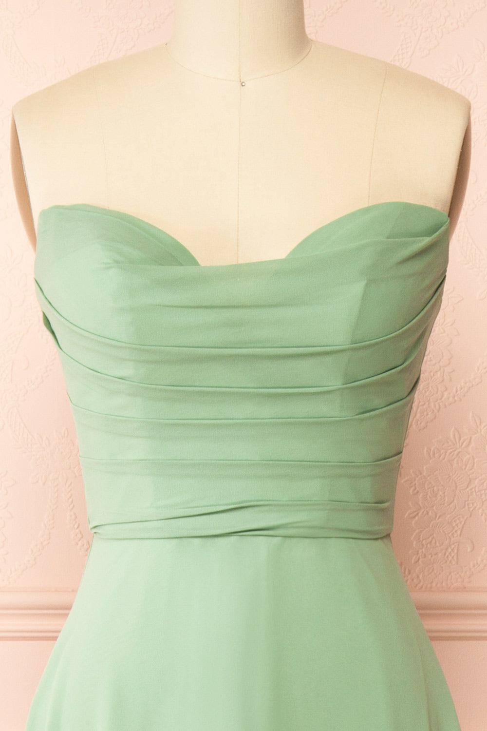 Janie Mint Chiffon Maxi Dress w/ Neck Scarf | Boutique 1861 front