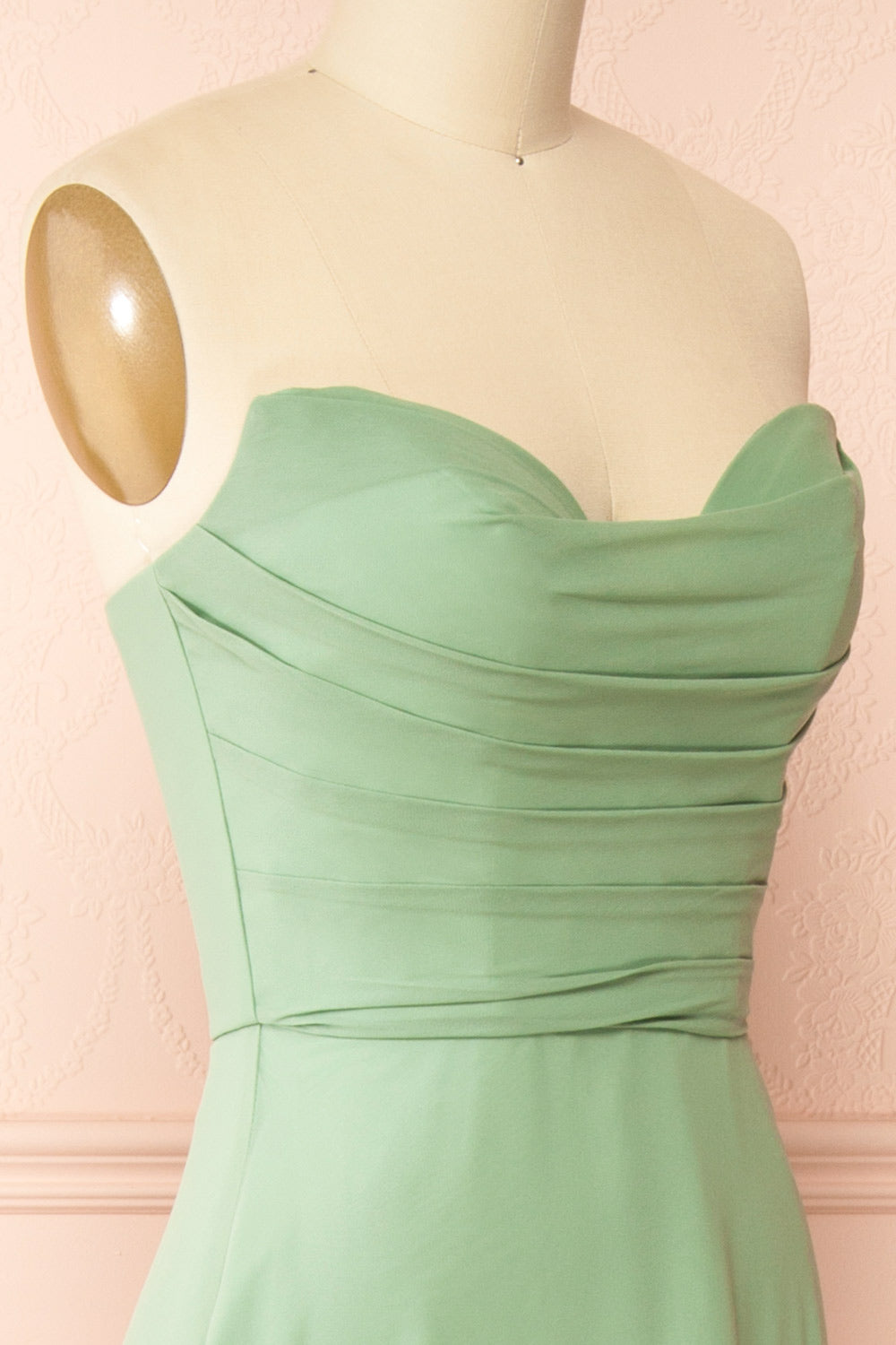 Janie Mint Chiffon Maxi Dress w/ Neck Scarf | Boutique 1861 side