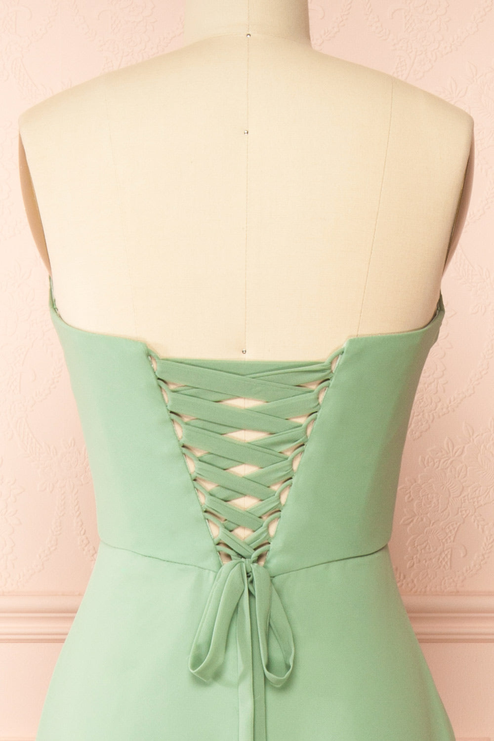 Janie Mint Chiffon Maxi Dress w/ Neck Scarf | Boutique 1861 back