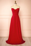 Janie Red | Chiffon Maxi Dress with Sweetheart Neckline and Scarf