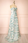 Janine Light Blue Strapless Floral Maxi Dress | Boutique 1861  side view