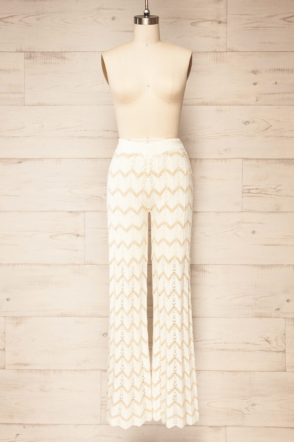 Jankovic High-Waisted Ivory Crochet Pants | La petite garçonne front view