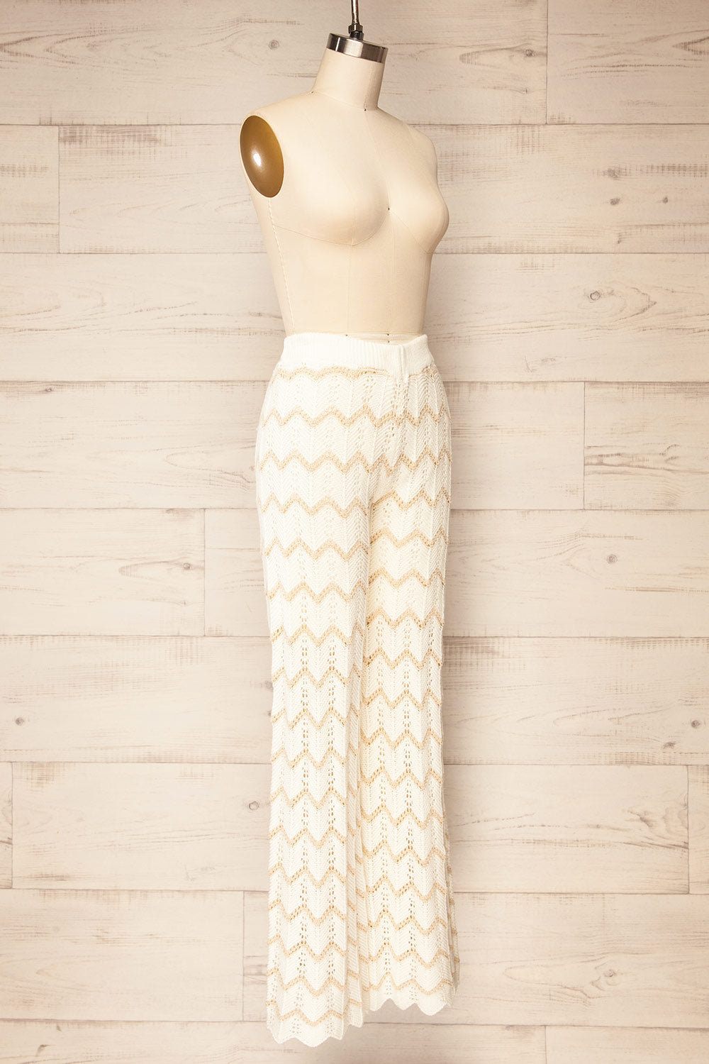 Jankovic High-Waisted Ivory Crochet Pants | La petite garçonne side view