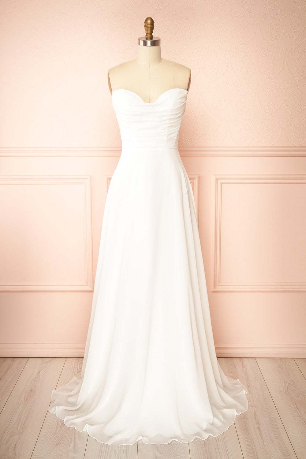 Jannah Chiffon White Maxi Bridal Dress with Neck Scarf | Boudoir 1861 front view
