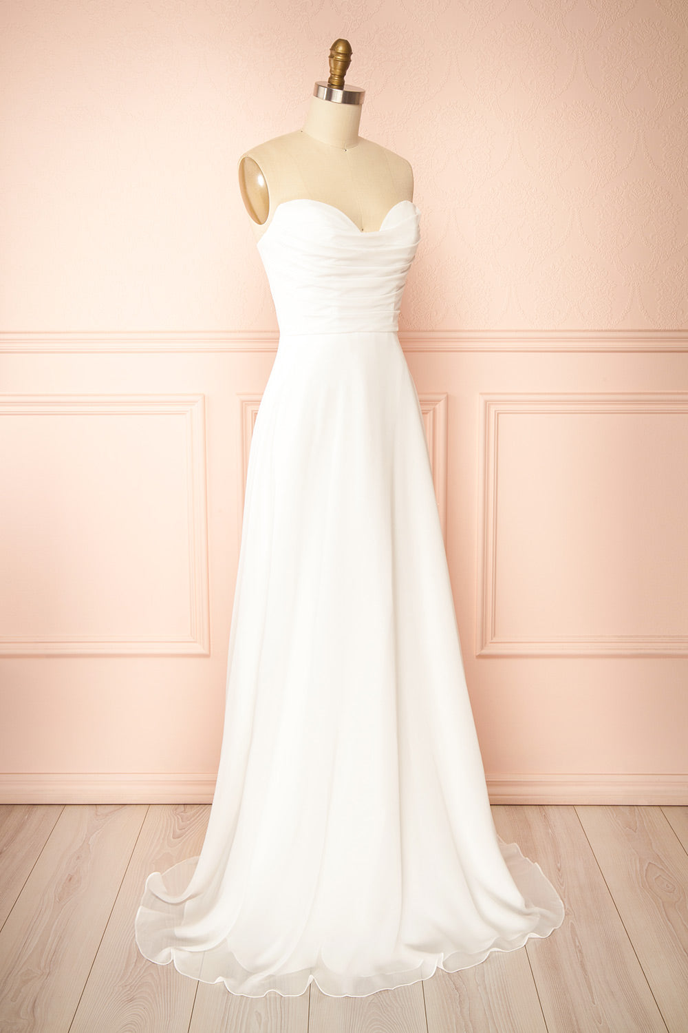 Jannah Chiffon White Maxi Bridal Dress with Neck Scarf | Boudoir 1861 side view