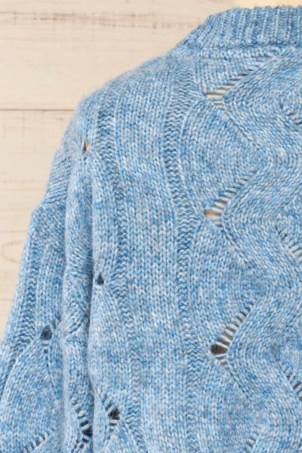 Jaxon Blue Knit Openwork Sweater | La petite garçonne back