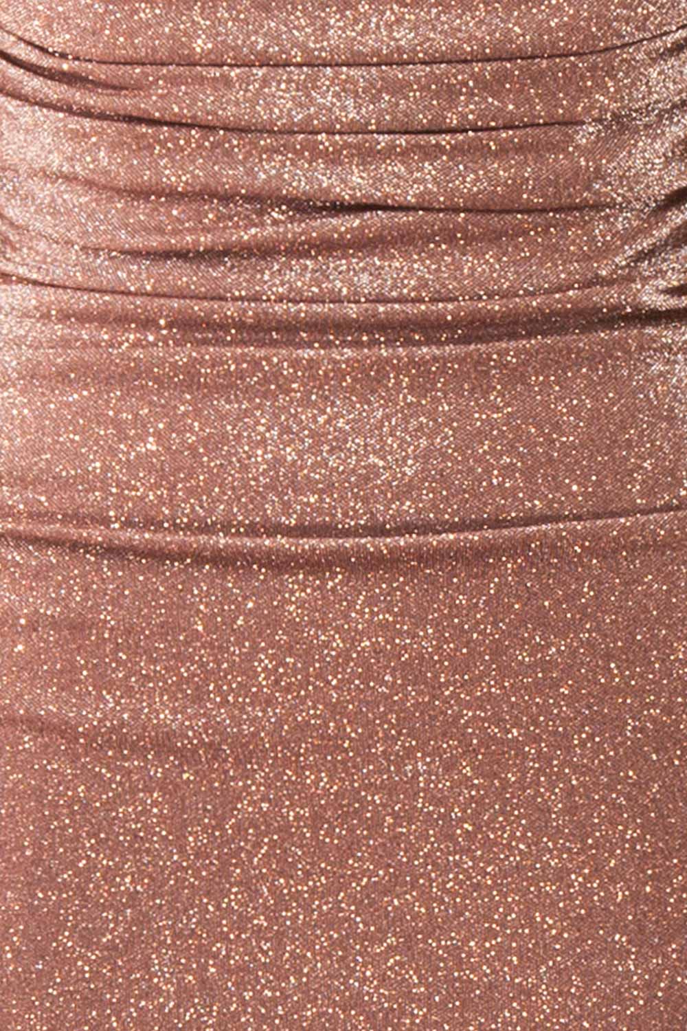 Jayna Mauve Ruched Sparkling Mermaid Maxi Dress | Boutique 1861 fabric