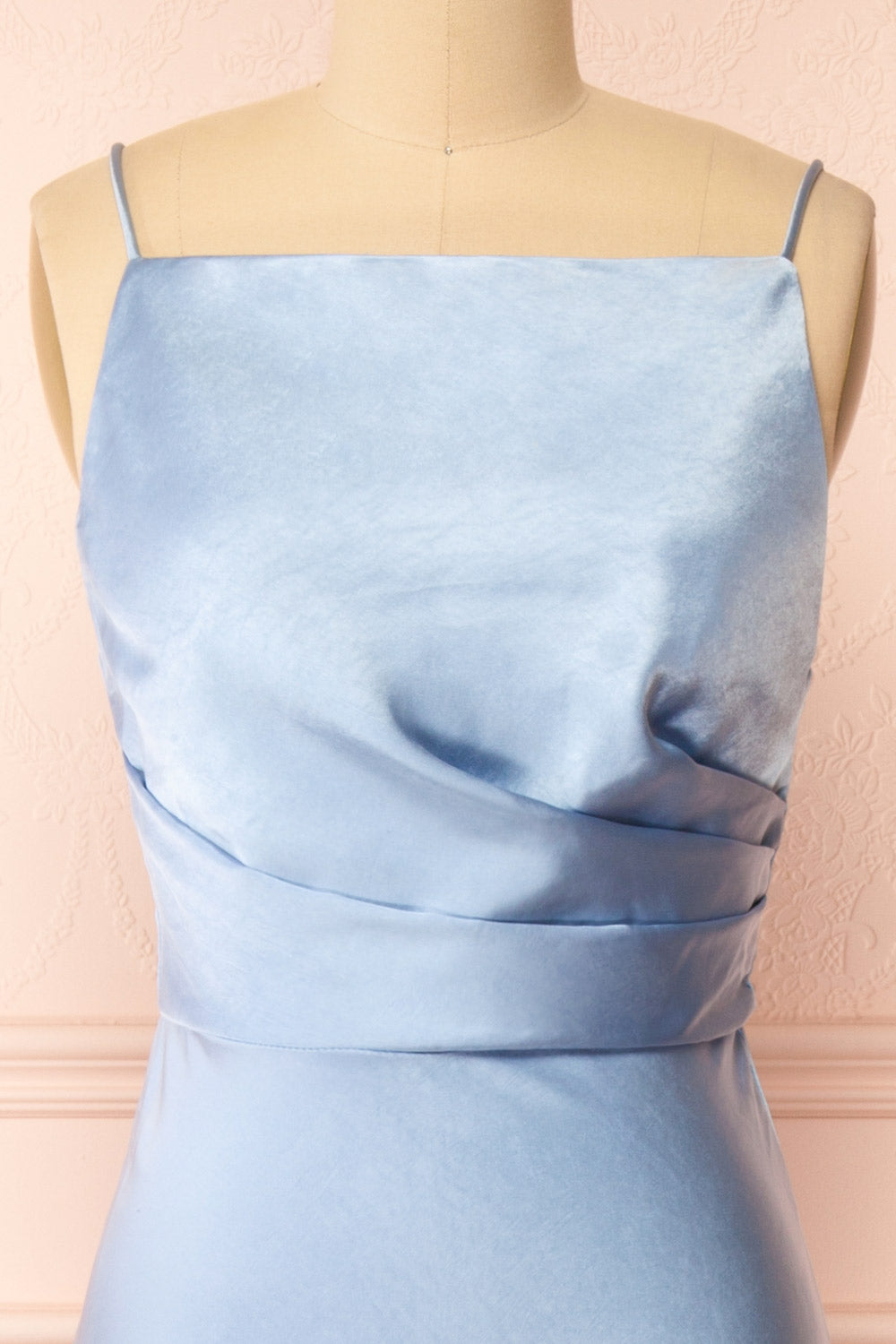 Jazti Blue Satin Maxi Dress | Boutique 1861 front