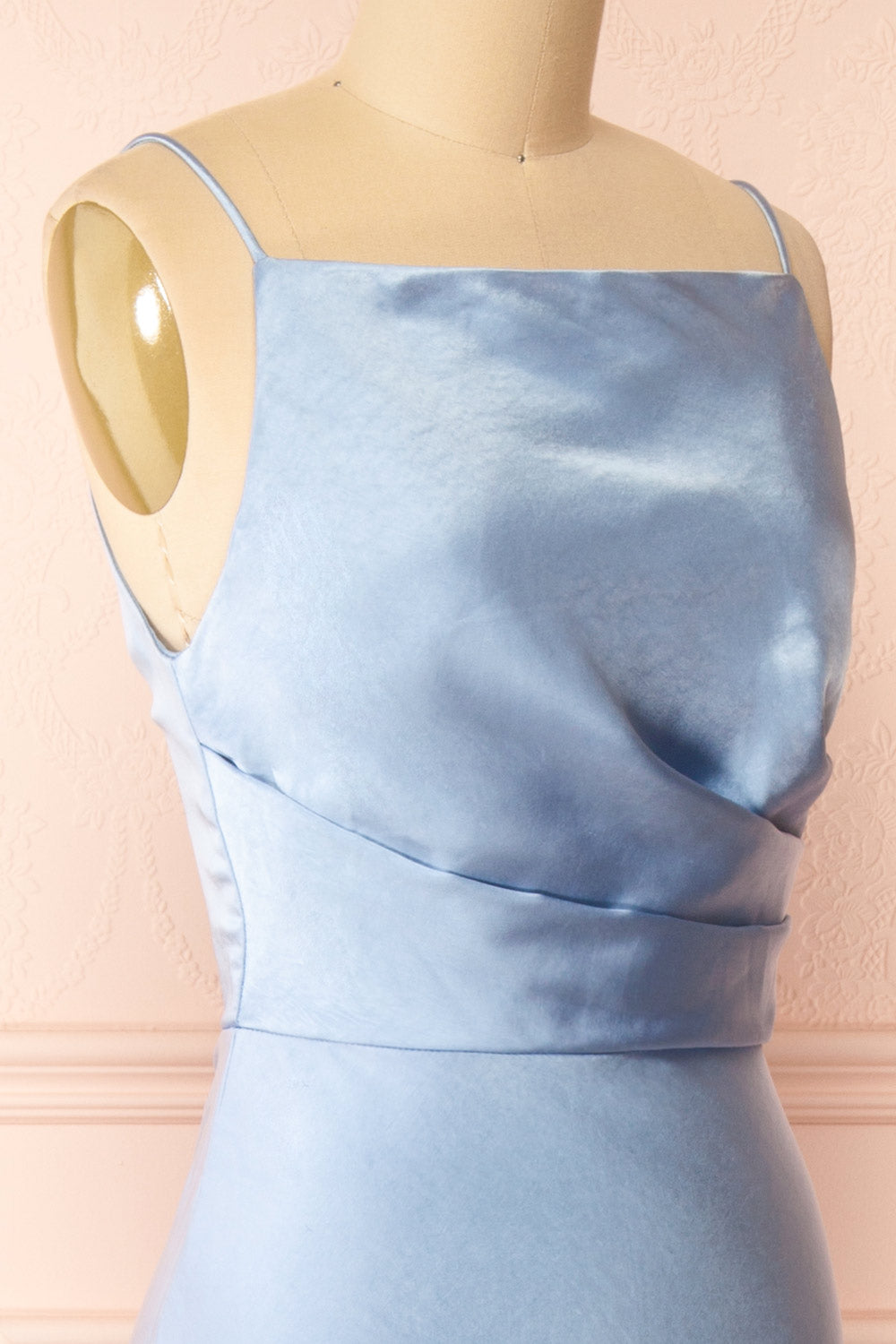 Jazti Blue Satin Maxi Dress | Boutique 1861 side