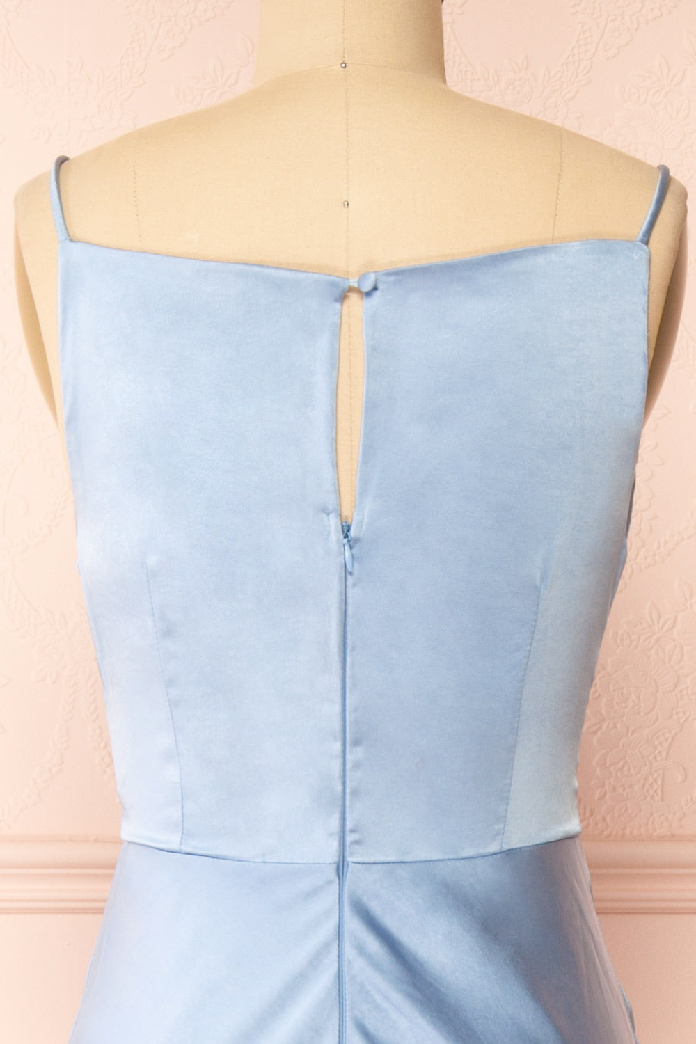 Jazti Blue Satin Maxi Dress | Boutique 1861 back