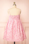 Jessamine Short Pink Babydoll Dress w/ Leaf Pattern | Boutique 1861 back view