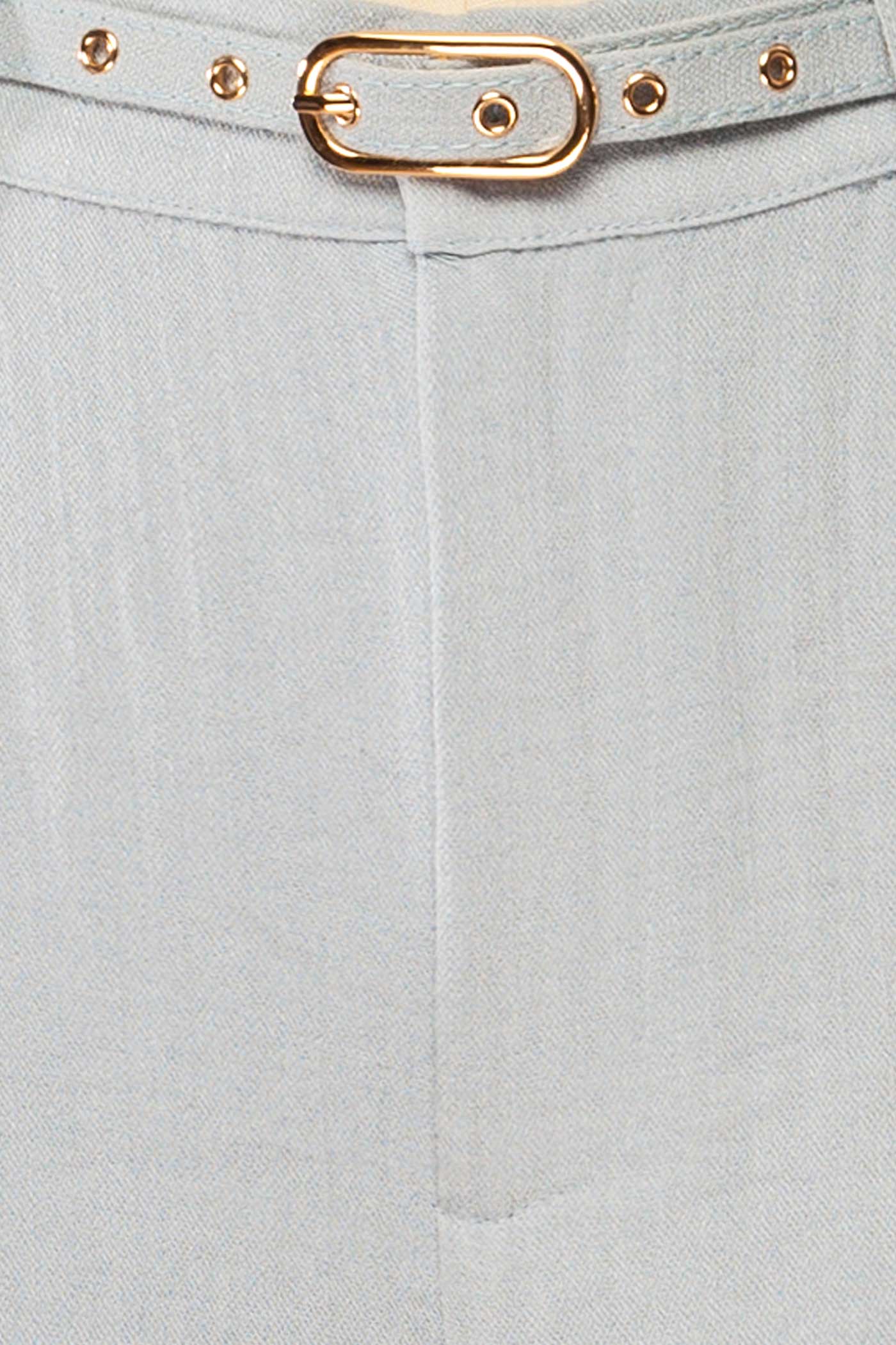 Close-up of Jharia High-Waisted Blue Shorts with Belt at la petite garçonne