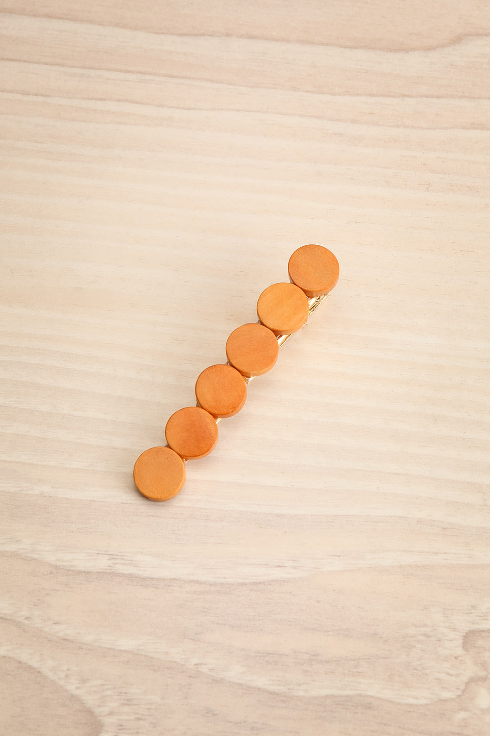 Joelene Brown Golden Barrette w/ Wooden Beads | La petite garçonne