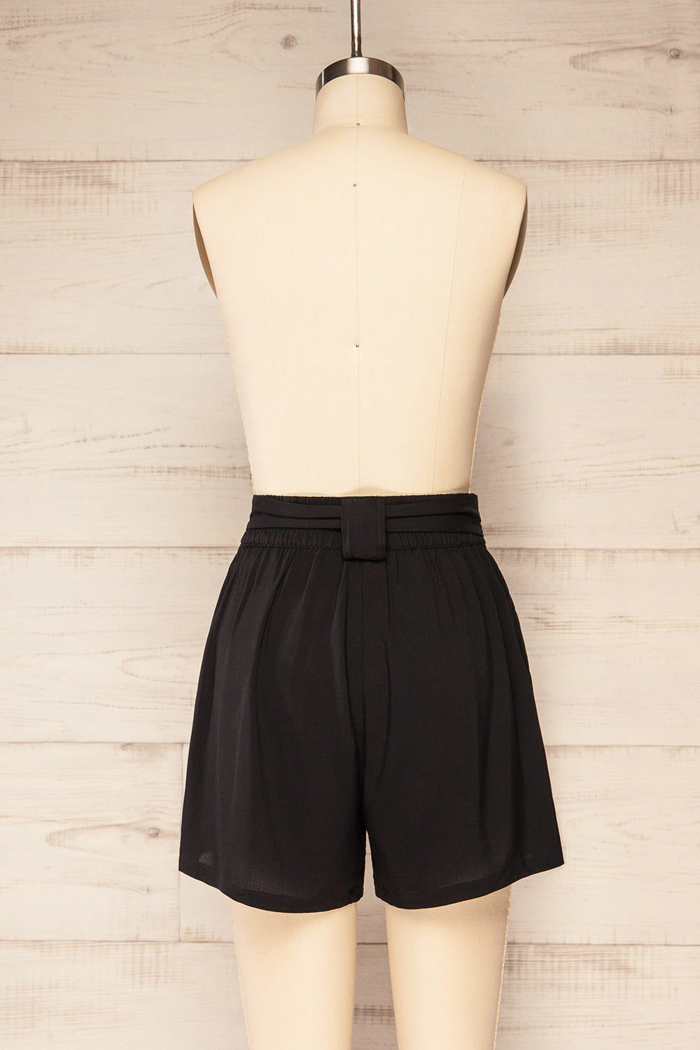 Joey Black High-Waisted Shorts w/ Belt | La petite garçonne back view