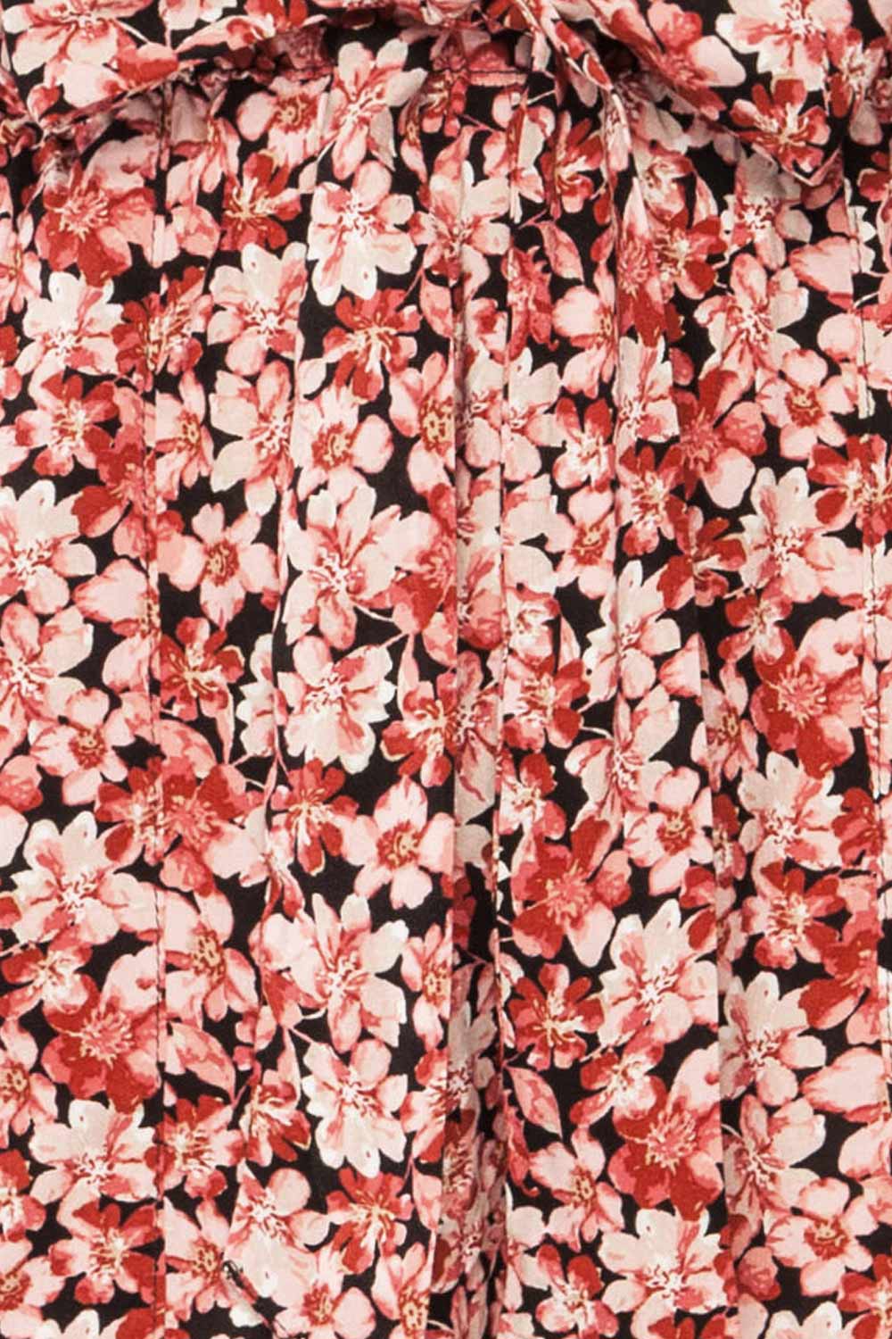 Joey Floral Red High-Waisted Shorts w/ Belt | La petite garçonne fabric