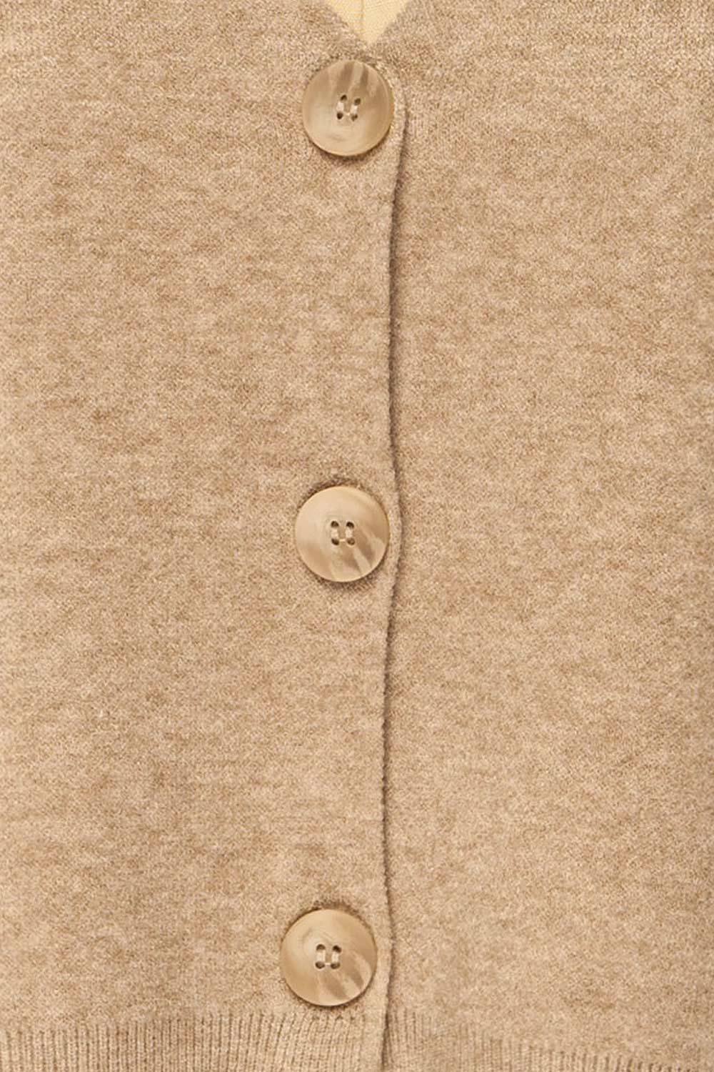 Joona Cropped Taupe Cardigan | La petite garçonne fabric