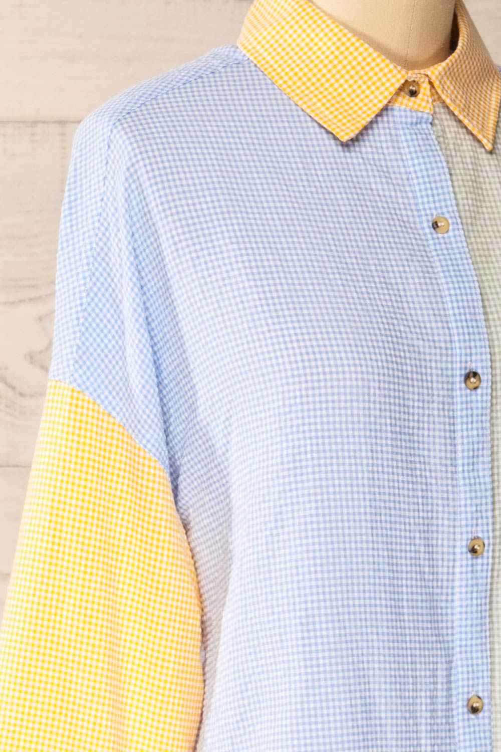 Jordan Yellow Oversized Colour Block Shirt | La petite garçonne side close-up
