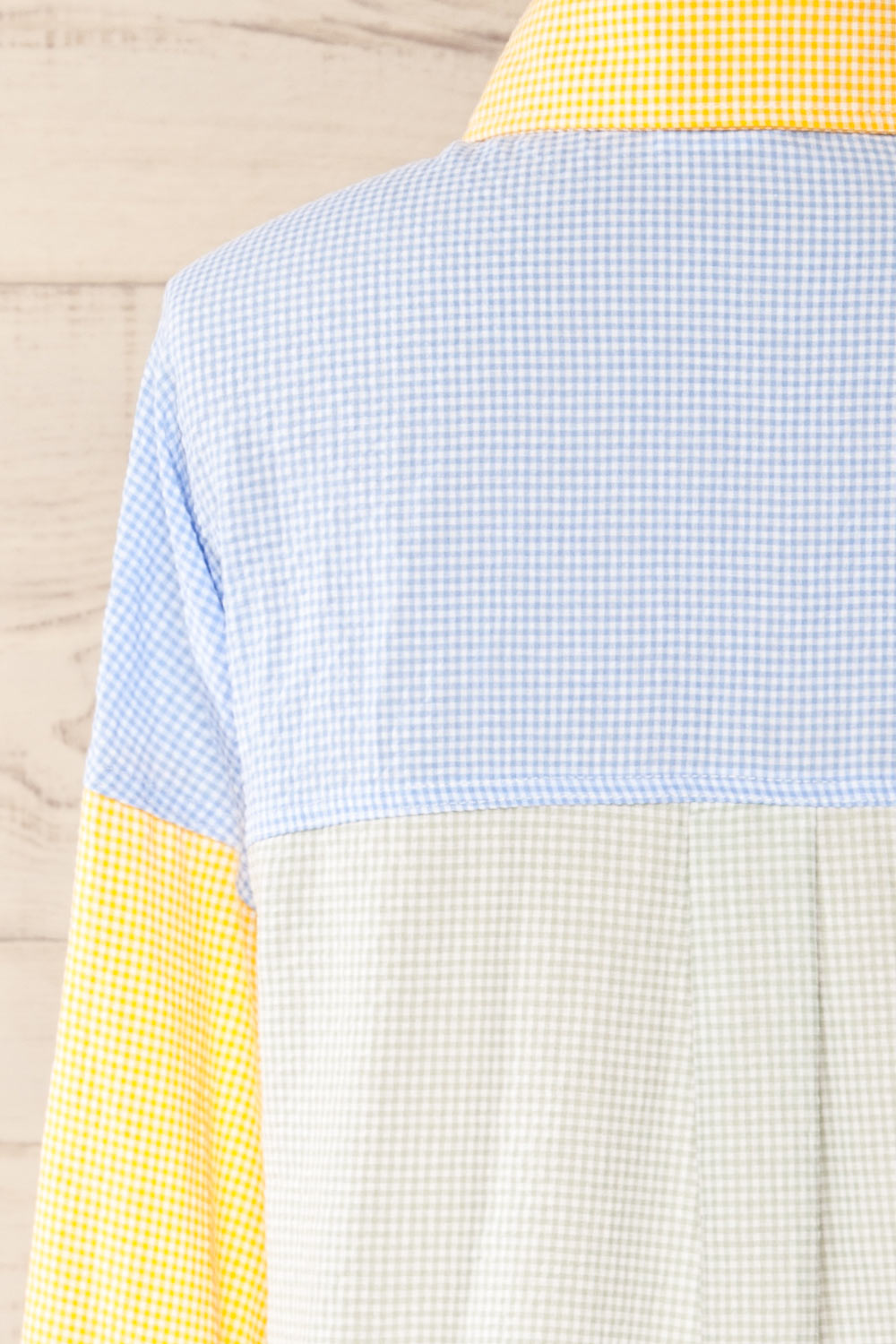 Jordan Yellow Oversized Colour Block Shirt | La petite garçonne back close-up