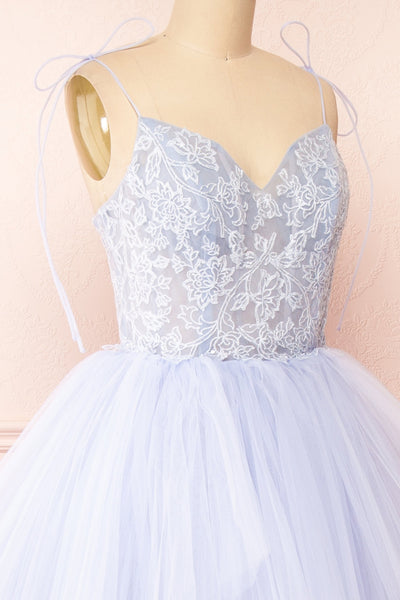 Jordina Tiered Lavender Blue Maxi Dress | Boudoir 1861 side