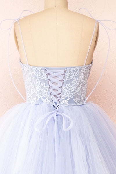 Jordina Tiered Lavender Blue Maxi Dress | Boudoir 1861 back