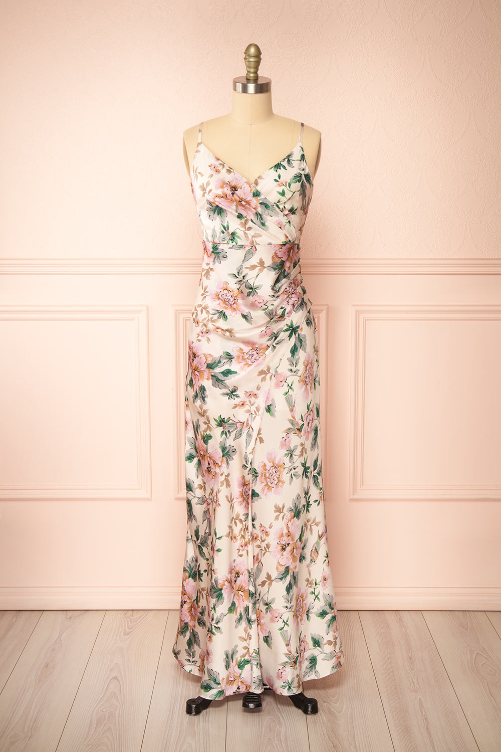 Joulanne Floral Maxi Dress with High Slit | Boutique 1861 front view