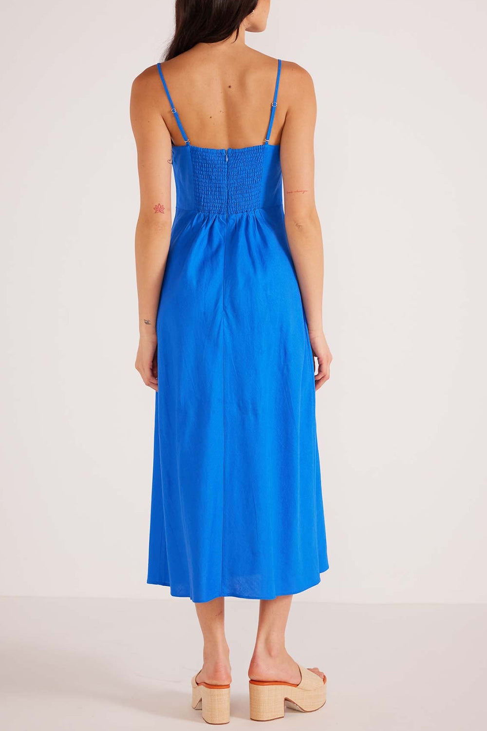 Juarez Long Blue A-Line Dress | La petite garçonne back