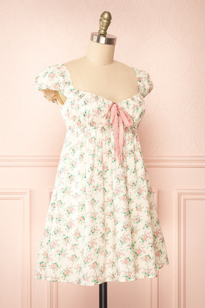 Junia Short Floral Babydoll Dress w/ Bow | Boutique 1861 side view