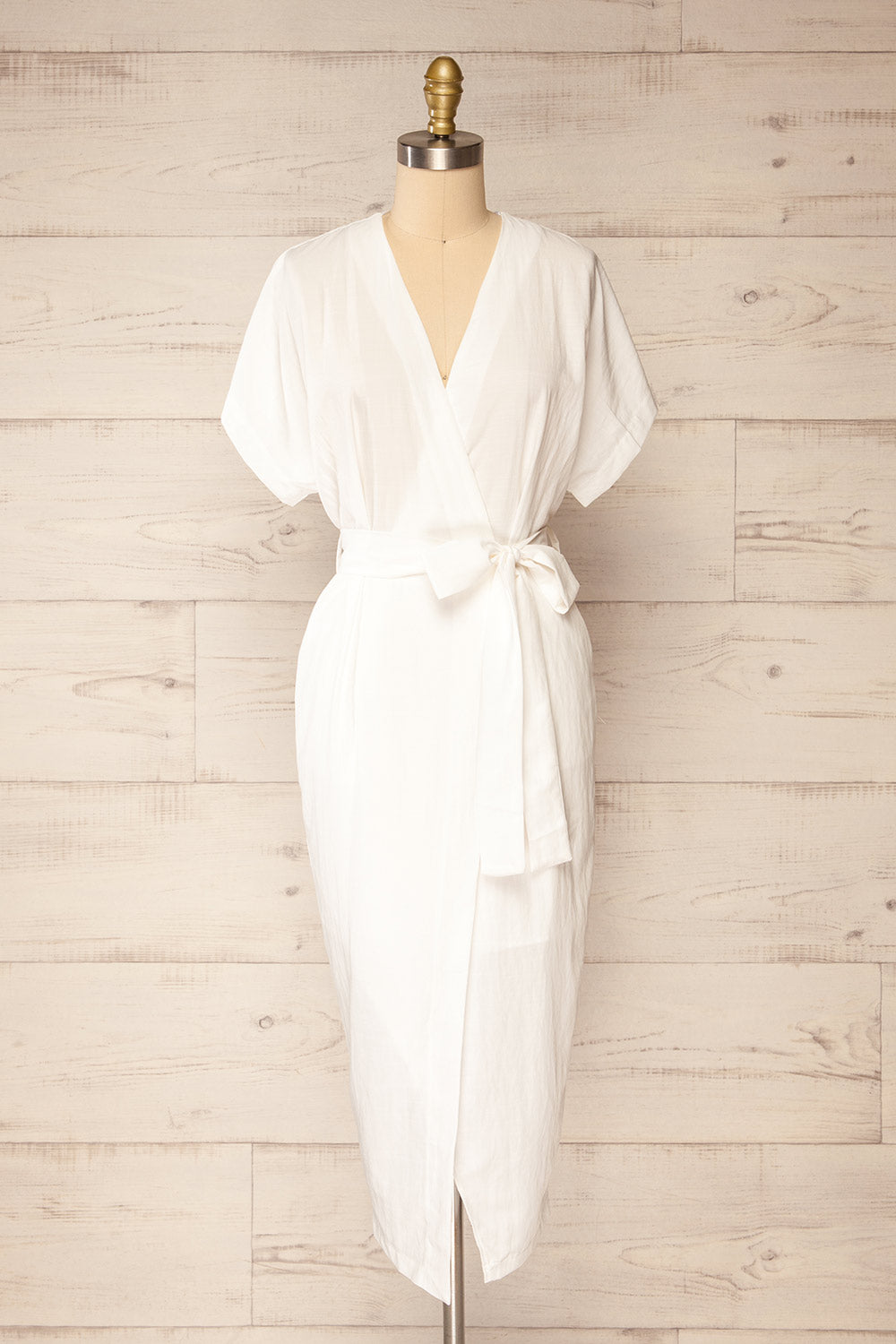 wrap midi dress white Junin White