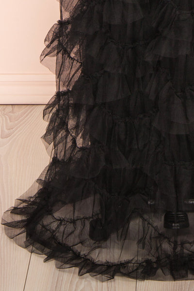 Jurin Black Bustier Maxi Dress w/ Ruffled Tulle | Boutique 1861 bottom