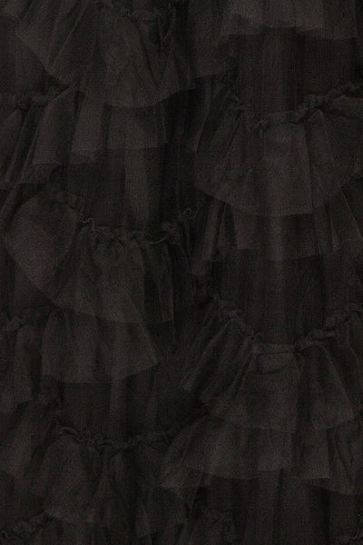 Jurin Black Bustier Maxi Dress w/ Ruffled Tulle | Boutique 1861 fabric