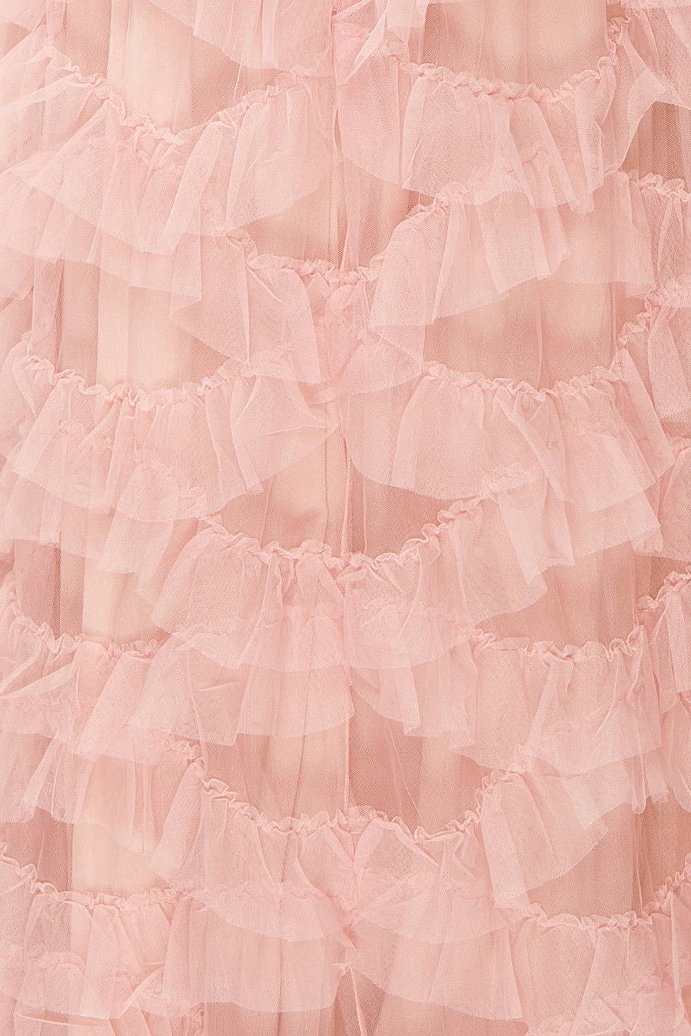 Jurin Blush Bustier Maxi Dress w/ Ruffled Tulle | Boutique 1861 fabric