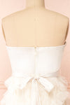 Jurin Ivory Bustier Maxi Dress w/ Ruffled Tulle | Boutique 1861 back close-up