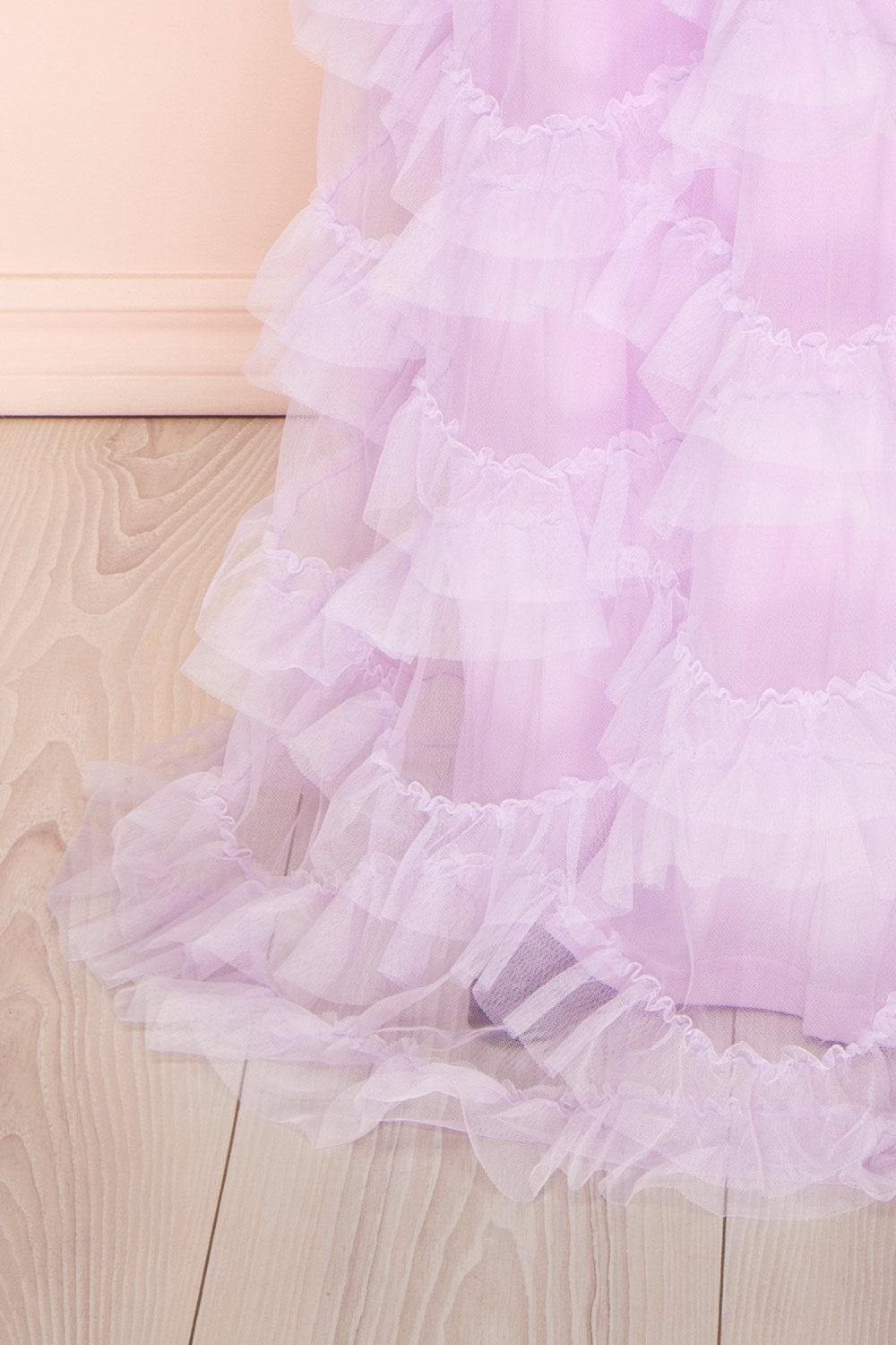 Jurin Lavender Bustier Maxi Dress w/ Ruffled Tulle | Boutique 1861 bottom