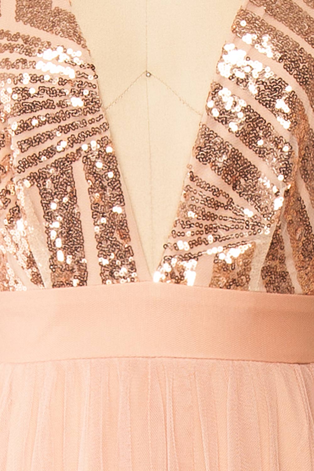 Kaia Pink Dusty Pink Sequin Gown | Boutique 1861 fabric
