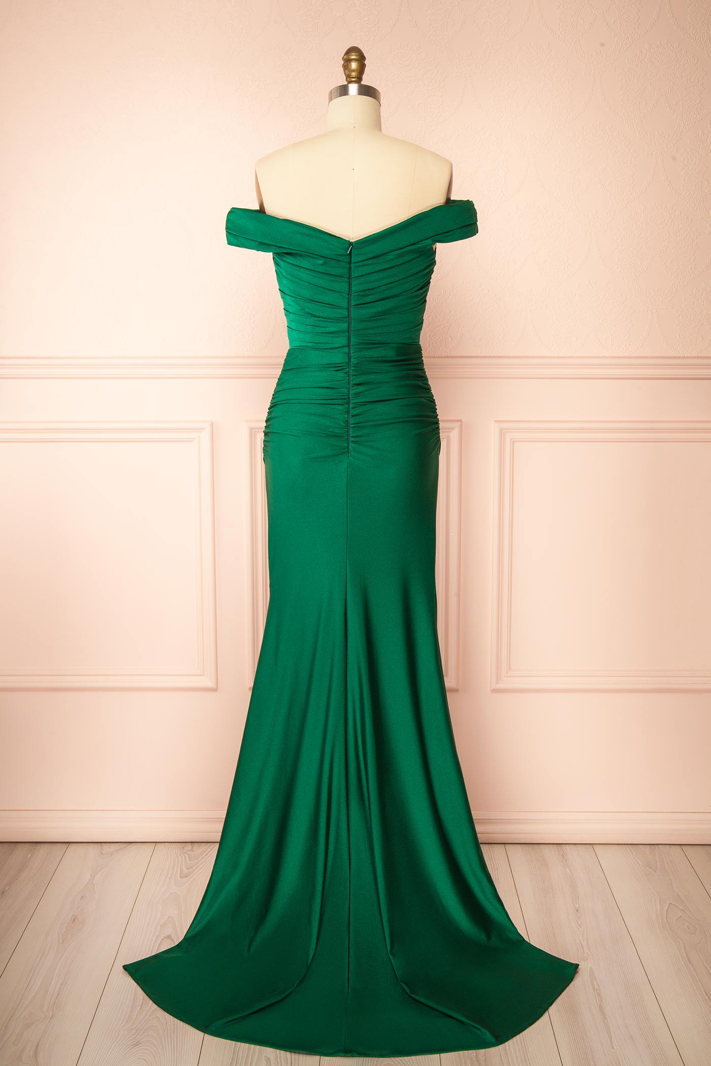 Kailey Green | Satin Off Shoulder Maxi Dress