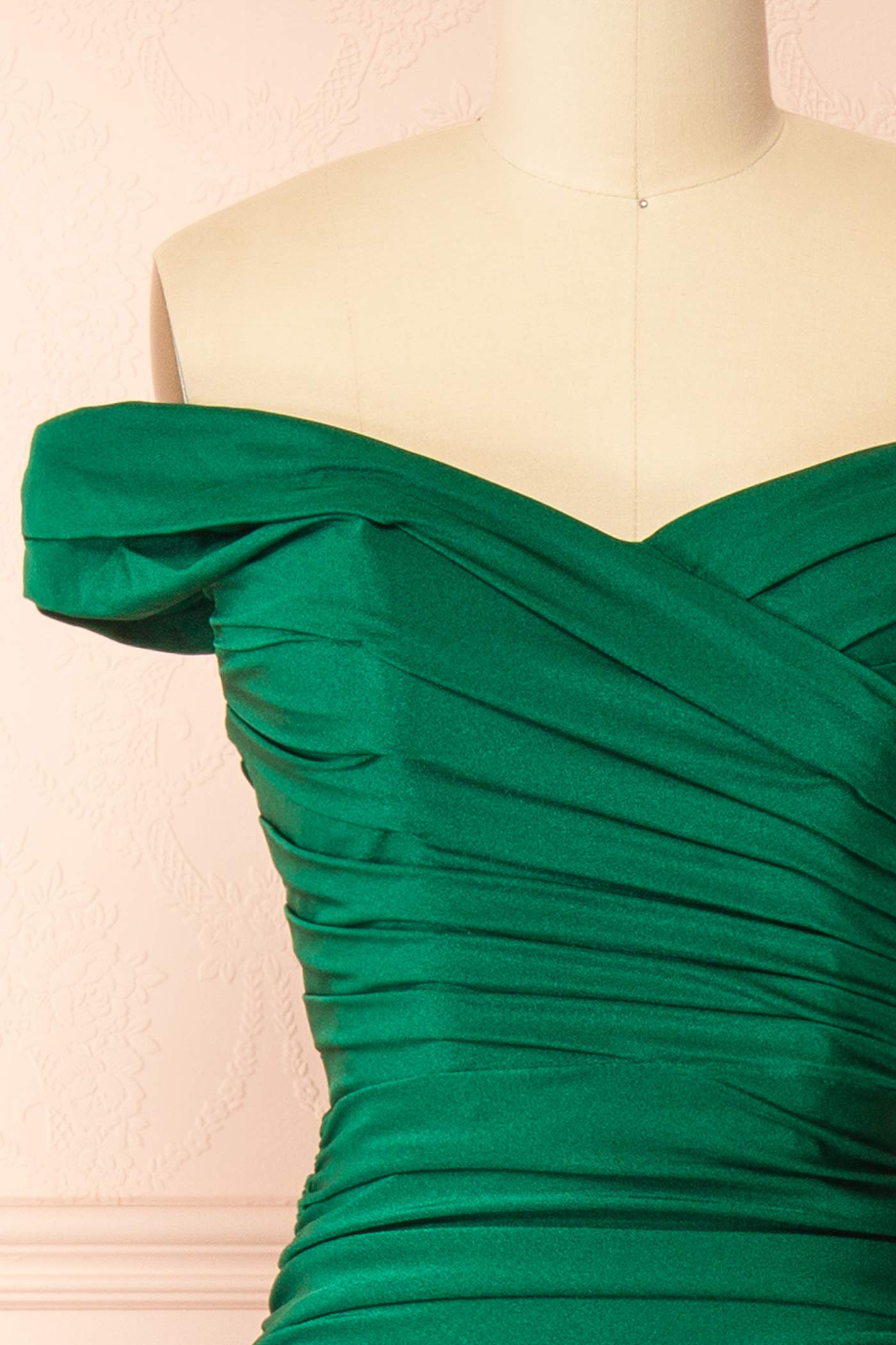 Kailey Green | Satin Off Shoulder Maxi Dress