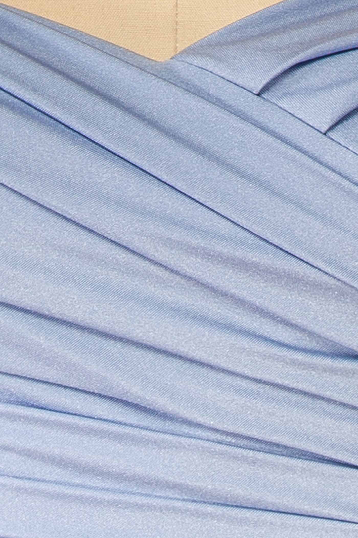 Kailey Light Blue | Satin Off Shoulder Maxi Dress