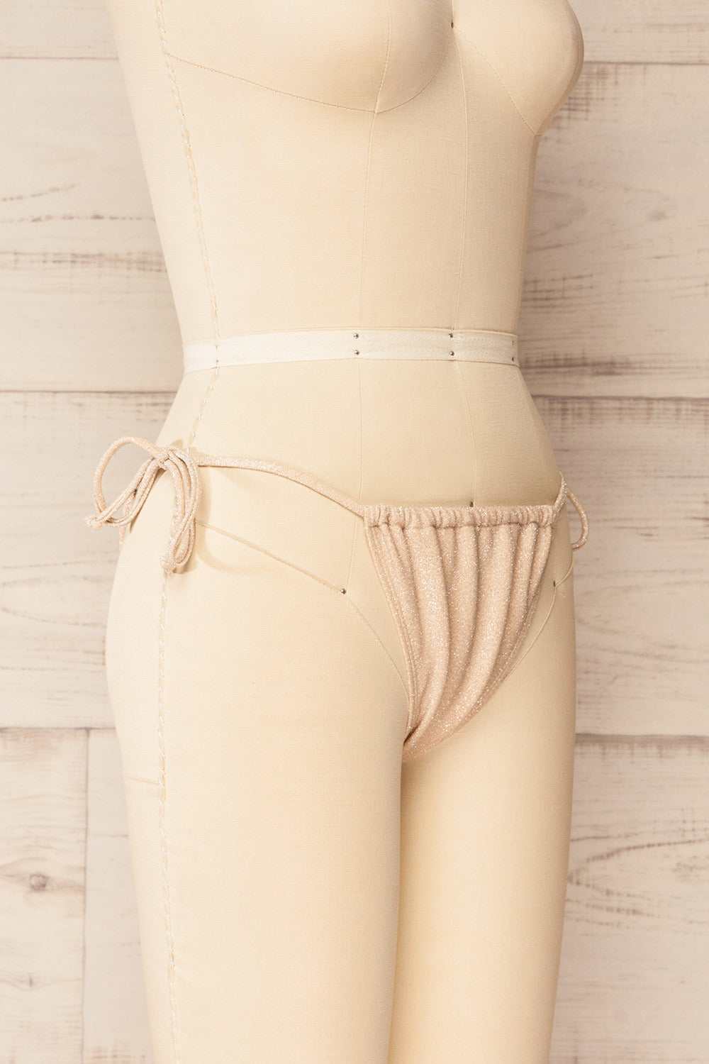 Kailua Sparkly Champagne Swimsuit Bottom | La petite garçonne side view