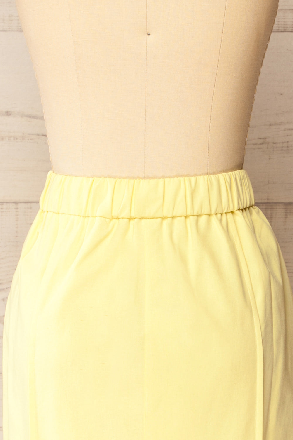 Kakani Light Yellow High-Waisted Straight Midi Skirt | La petite garçonne back