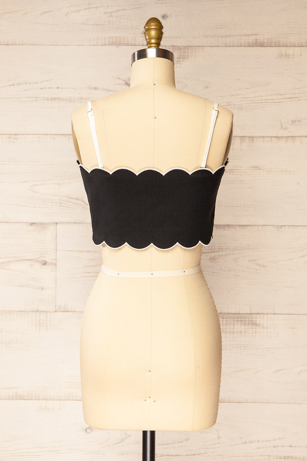Kalila Black Cropped Top w/ Scalloped Hemline | La petite garçonne back view
